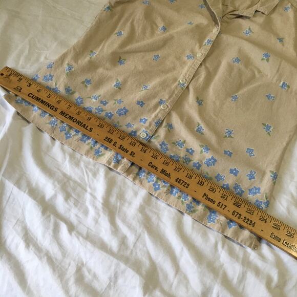 VINTAGE Classic Elements XL100% cotton natural fibers cream with blue flowers - Picture 8 of 11